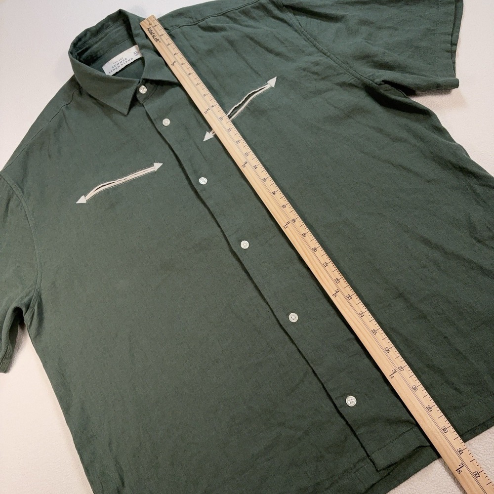 Abercrombie & Fitch Summer Linen Blend Shirt‎ Men's XL Green Pockets Embroidery - Picture 10 of 15
